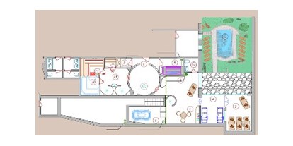 suche - Balkon - Völs am Schlern - Skizze von unseren Großzügiger Wellnessbereich  - Residence Apartments Wolfgang